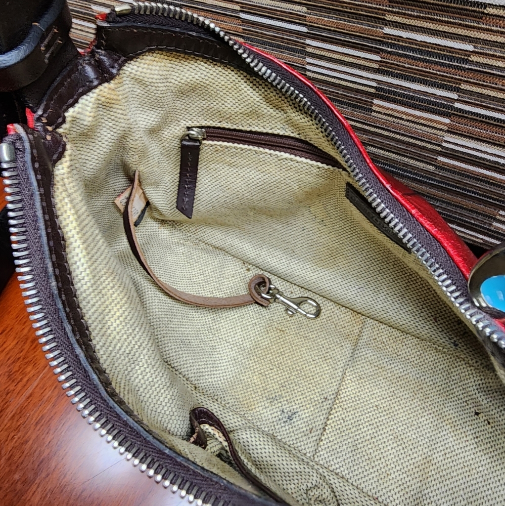 Dooney & Bourke Red Croc-Embossed Leather Shoulder Bag - Picture 5 of 5